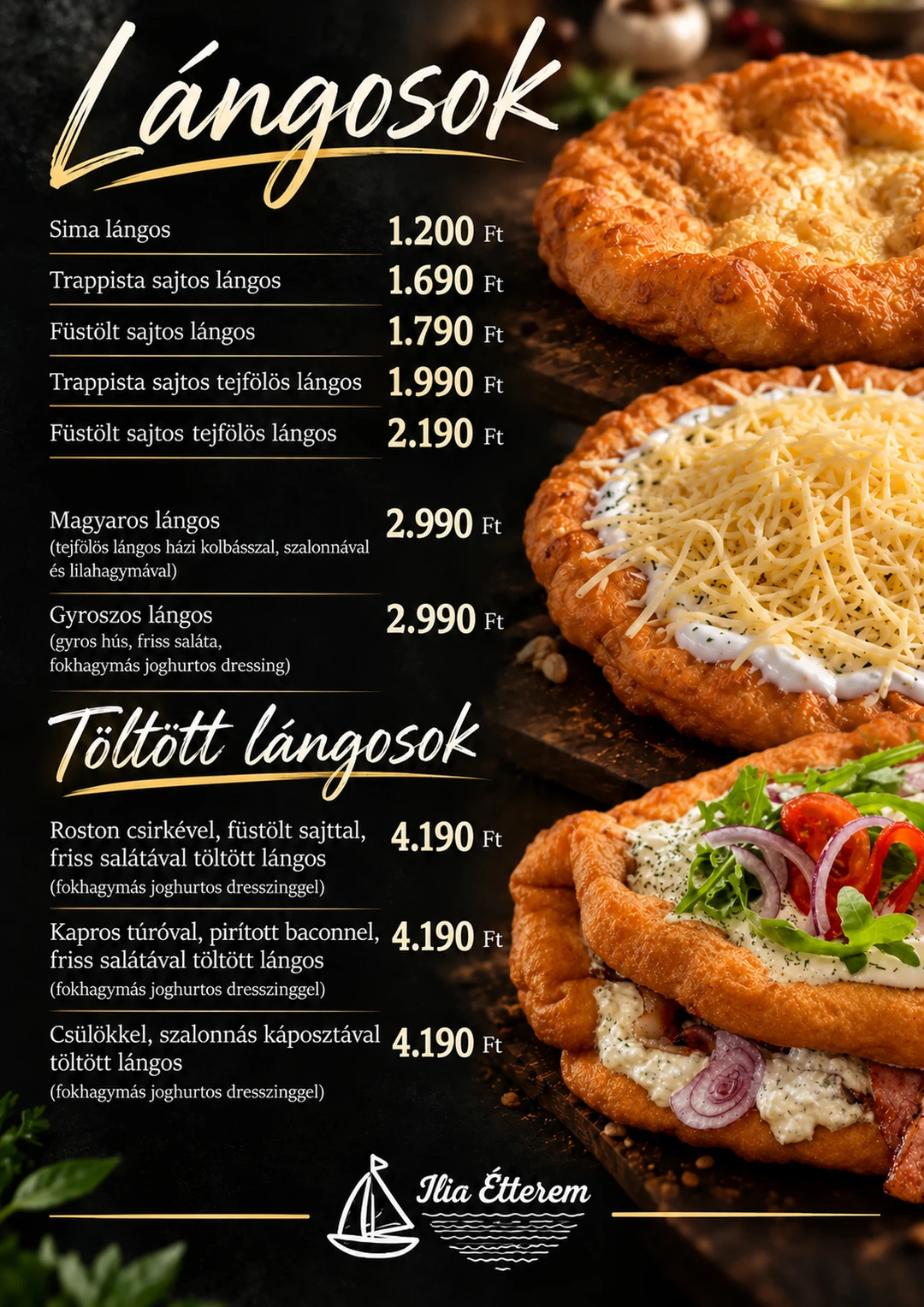 Lángos étlap